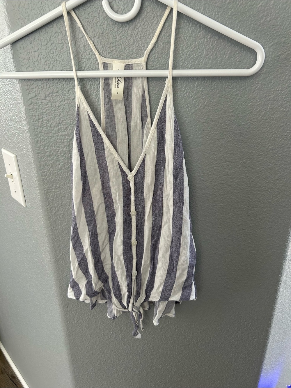 Striped Tie-Hem V-Neck Camisole in Navy and White